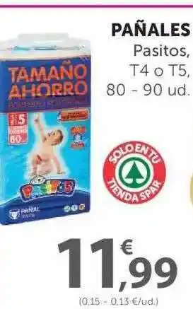 SPAR Pañales Pasitos, T4 O T5 80 - 90 Ud. oferta