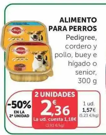 SPAR Alimento Para Perros Pedigree, Cordero Y Pollo, Buey E Hígado O Senior, 300g oferta