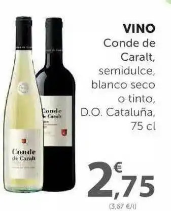 SPAR Vino Conde De Caralt, Semidulce, Blanco Seco O Tinto, D.O. Cataluña 75cl oferta