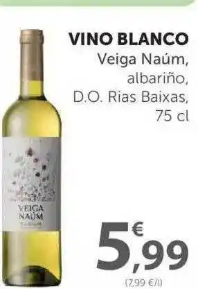 SPAR Vino Blanco Veiga Naúm, Albariño, D.O. Rias Baixas, 75cl oferta