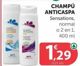 SPAR Champú Anticaspa Sensations, Normal O 2 En 1, 400ml oferta