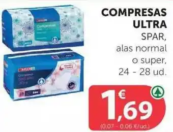 SPAR Compresas Ultra Spar, Alas Normal O Super oferta