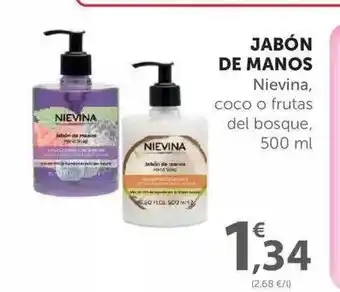 SPAR Jabón De Manos Nievina, Coco O Frutas Del Bosque, 500ml oferta