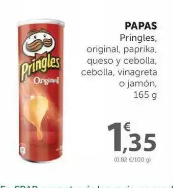 SPAR Papas Pringles, Original, Paprika, Queso Y Cebolla, Cebolla, Vinagreta O Jamón oferta