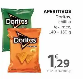 SPAR Aperitivos Doritos, Chilli O Tex-Mex, 140 - 150g oferta