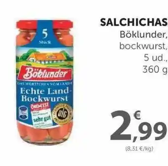 SPAR Salchichas Böklunder Bockwurst, 5 Ud., 360G oferta