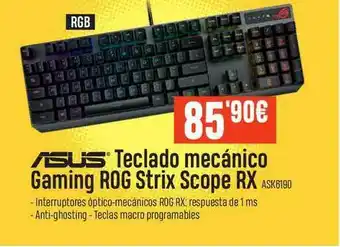 PCBox Asus Teclado Mecánico Gaming ROG Strix Scope RX ASK6190 oferta