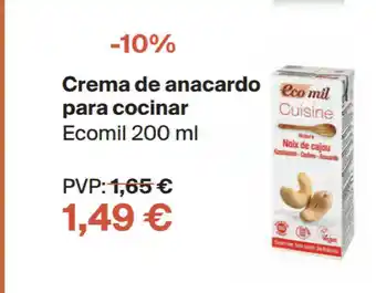 Veritas Crema De Anacardo Para Cocinar Ecomil 200 Ml oferta
