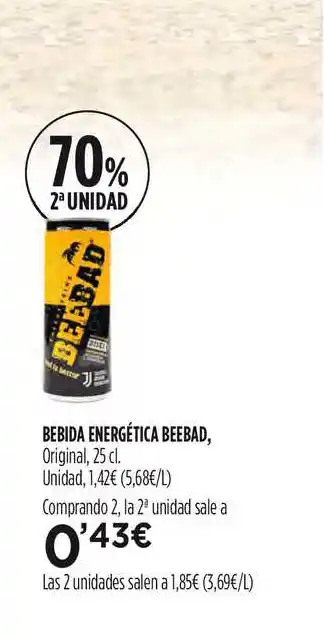 Hipercor Bebida Energética Beebad 25cl oferta