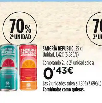 Hipercor Sangría Republic 25cl oferta