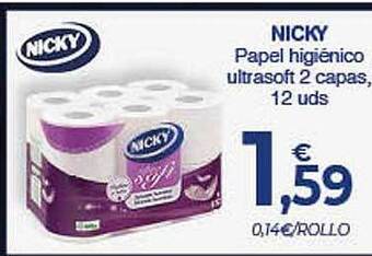 CashDiplo Nicky Papel Higiénico Ultrasoft 2 Capas oferta