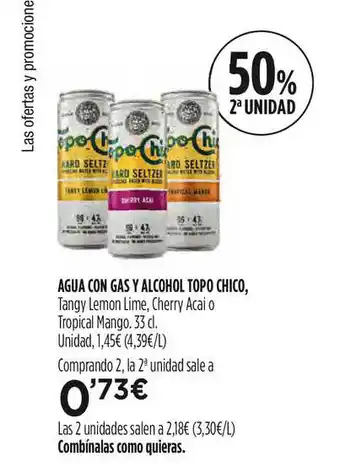 Hipercor Agua Con Gas Y Alcohol Topo Chico oferta