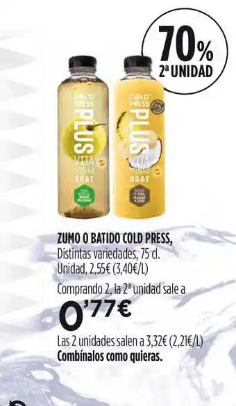 Hipercor Zumo O Batido Cold Press oferta