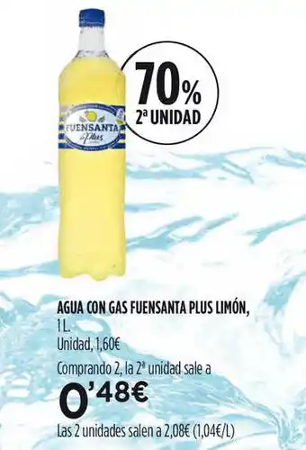 Hipercor Agua Con Gas Fuensanta Plus Limón 1L oferta