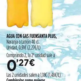 Hipercor Agua Con Gas Fuensanta Plus 40cl oferta