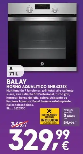 Worten Balay Horno Aqualitico 3HB4331X 71 L oferta