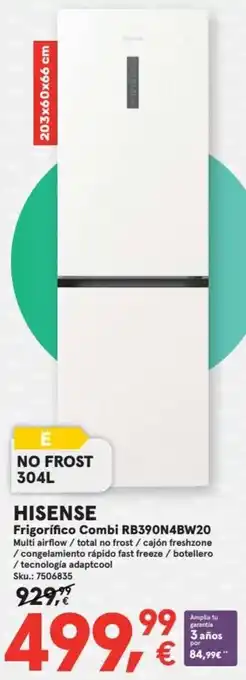 Worten Hisense Frigorifico Combi RB390N4BW20 No Frost 304L oferta