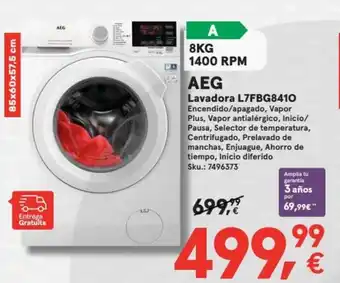 Worten AEG Lavadora L7FBG8410 8 KG 1400 RPM oferta