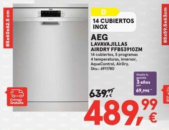 Worten AEG Lavavajillas Airdry FFB53910ZM oferta