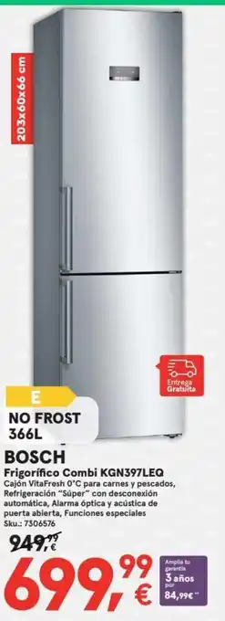 Worten Bosch Frigorifico Combi KGN397LEQ No Frost 366L oferta