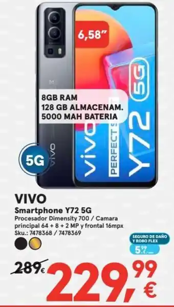 Vivo Smartphone Y72 5G 6,58" 8GB Ram 128 GB Almacenam 5000 Mah Bateria