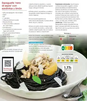 Eroski Espaguetis 'Nero di sepia'con sardinitas y limón 250 g oferta