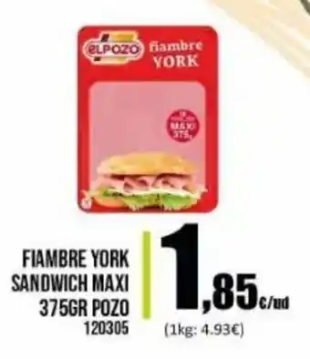 Family Cash El Pozo Fiambre York Sandwich Maxi 375 gr oferta
