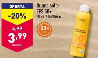 ALDI Bruma solar FPS 50+ 200 ml oferta