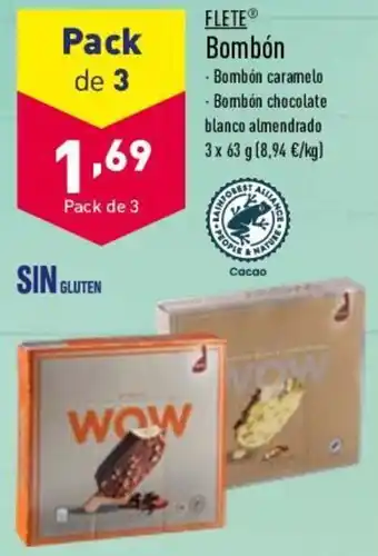 ALDI Flete Bombón caramelo , chocolate. blanco almendrada 3 x 63 g oferta