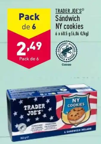 ALDI Trader Joe's Sándwich NY Cookies 6 x 60.5 g oferta