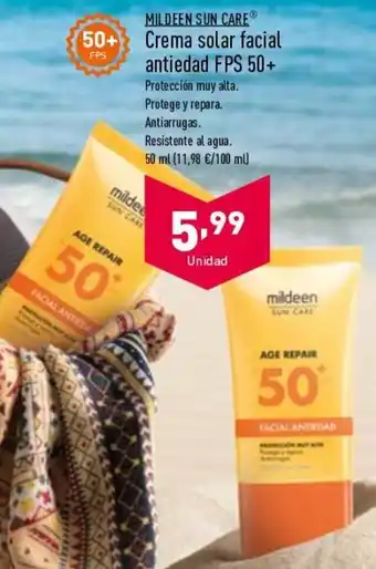 ALDI Mildeen Sun Care Crema solar facial antiedad FPS 50+ 50 ml oferta