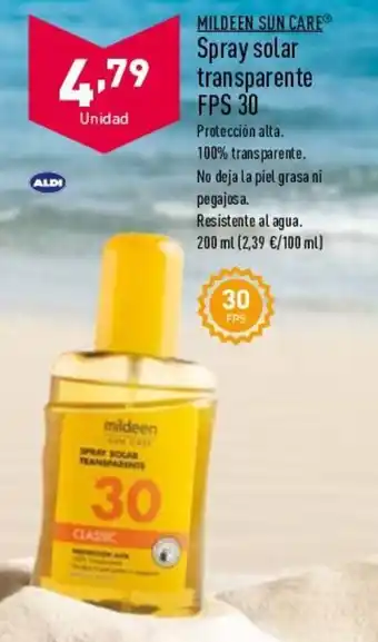 ALDI Mildeen Sun Care Spray solar transparente FPS 30 200 ml oferta