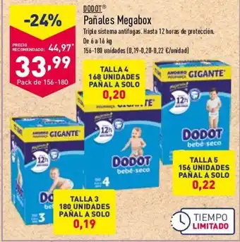 ALDI Dodot Pañales Megabox De 6 a 16 kg `56-180 unidades oferta
