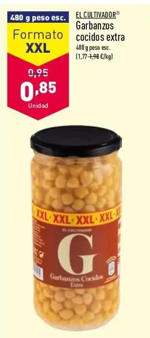 ALDI El Cultivador Garbanzos cocidos extra 480 g XXL oferta