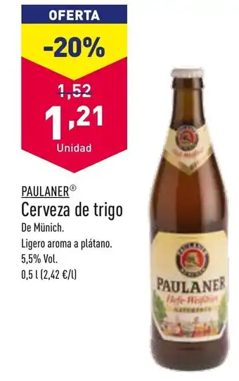 ALDI Paulaner Cerveza de trigo 0,5 L oferta