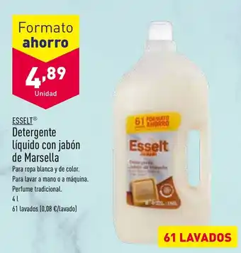ALDI Esselt Detergente liquido con jabón de Marsella 4 L 61 lavados oferta