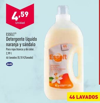 ALDI Esselt Detergente liquido naranja y sándalo 2,99 L 46 lavados oferta