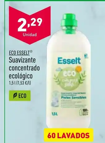 ALDI Eco Esselt Suavizante concentrado ecológico 1,5 L 60 Lavados oferta