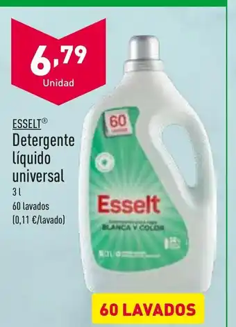 ALDI Esselt Detergente liquido universal 3 L 60 Lavados oferta