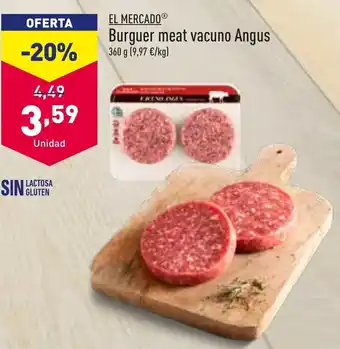 ALDI El Mercado Burguer meat vacuno Angus 360g oferta