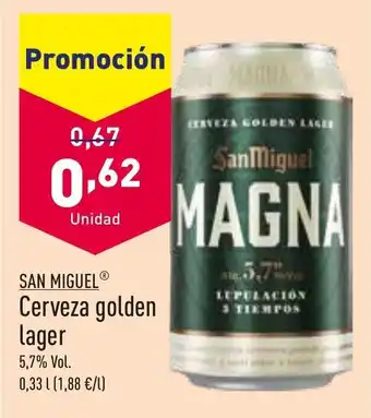 ALDI San Miguel Cerveza golden lager 0,33 l oferta