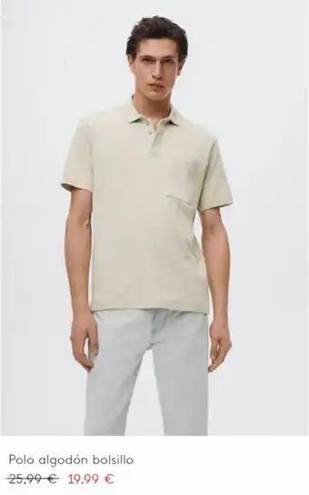 MANGO Polo algodón bolsillo oferta