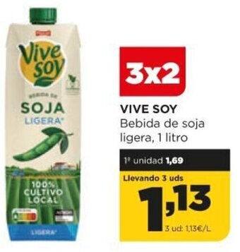 Alimerka Vive Soy Bebida de soja ligera 1 litro oferta