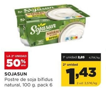 Alimerka Sojasun Postre de soja bífidus natural 100 g. pack 6 oferta