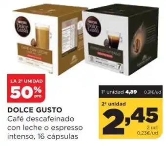 Alimerka Dolce Gusto Café descafeinado con leche o espresso intenso16 cápsulas oferta