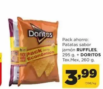 Alimerka Pack Ahorro : Patatas Sabor Jamón Ruffles + Doritos oferta