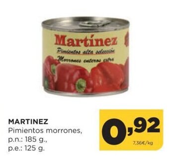 Alimerka Martinez Pimientos morrones, p.n.:185 g.,p.e.:125 g oferta