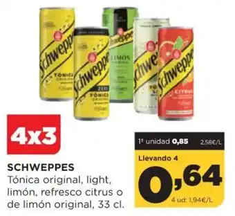 Alimerka Schweppes Tónica original, light, limón, refresco citrus o de limón original 33 cl oferta