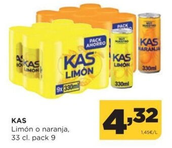 Alimerka KAS Limón o naranja 33 cl pack 9 oferta