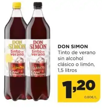Alimerka Don Simon Tinto de verano sin alcohol clásico o limón, 1,5 litros oferta